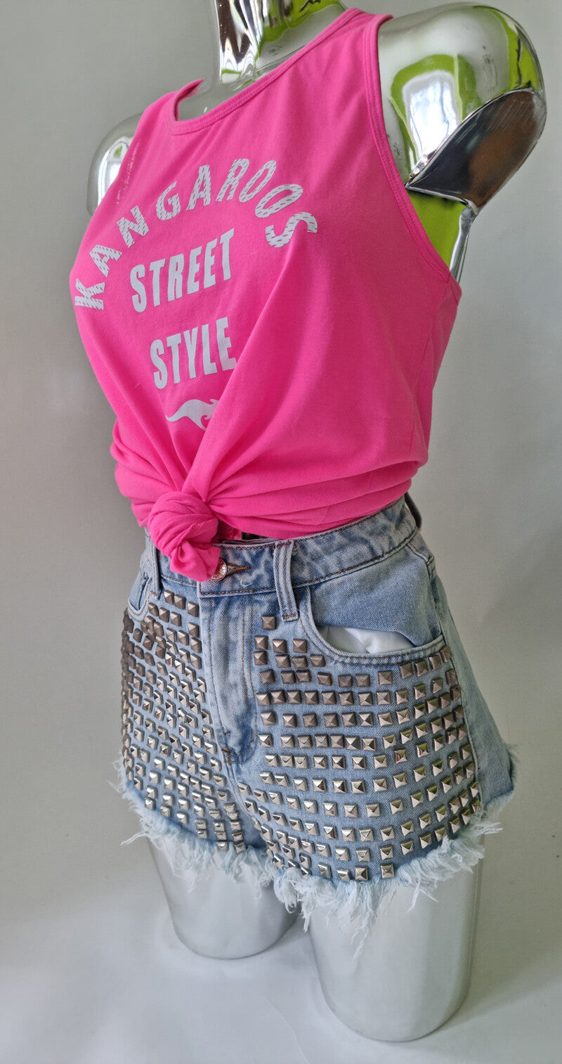 High Waist Jeans Hot Pants Nieten Gr.36,38