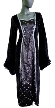 Samtkleid Maxikleid fleur de Lis Mittelalter Gothic schwarz Gr. 34-38
