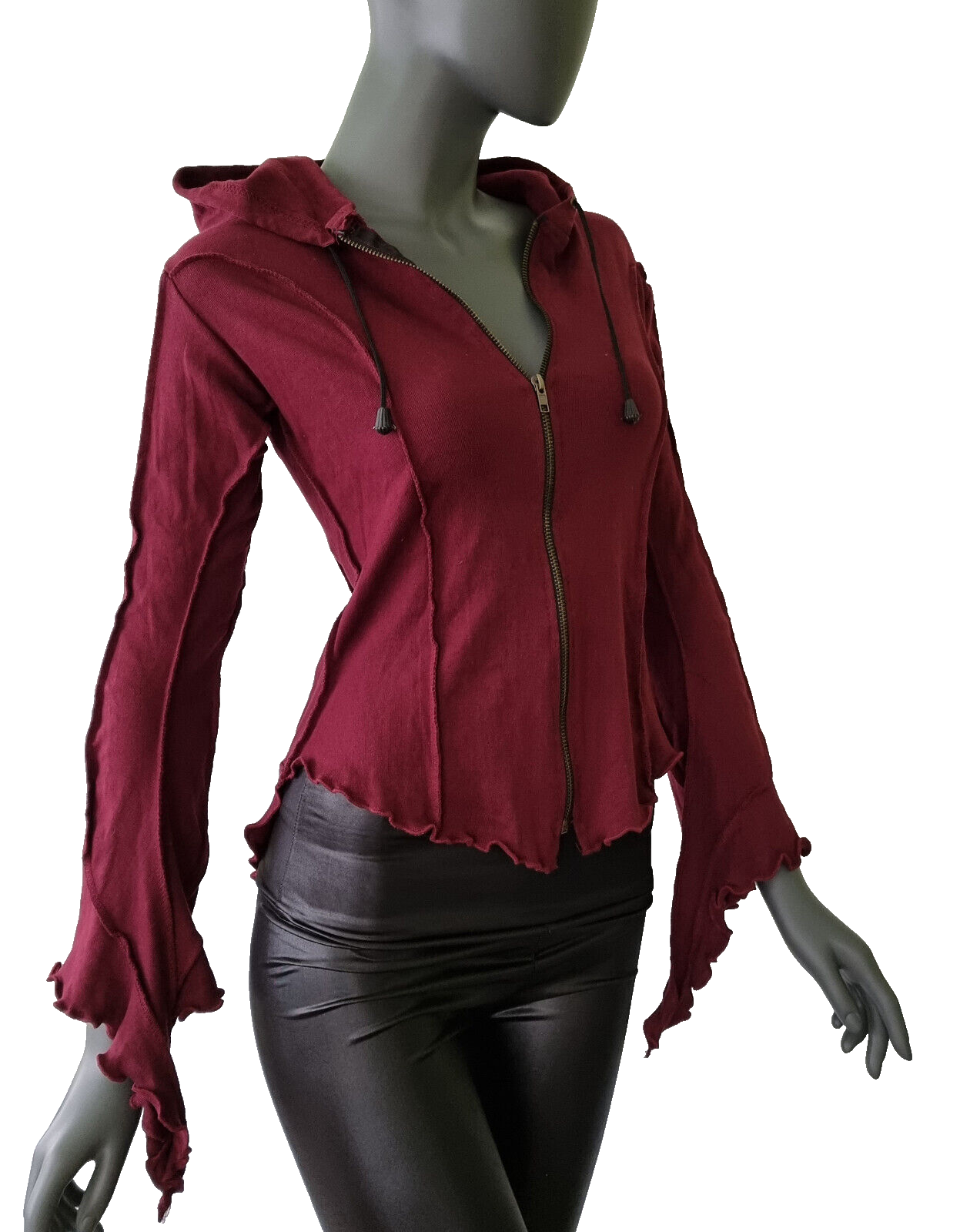 Gugel Shirtjacke Goa Ethno Medieval Hippie bordeaux Gr.34/36