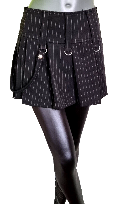 Bäres Pinstripe Faltenrock Punk Gothic Steam Gr.34/36