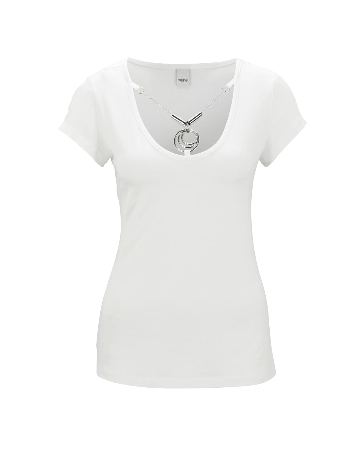 Sexy Stretch-Shirt mit Kette weiss silber Gr.34-44