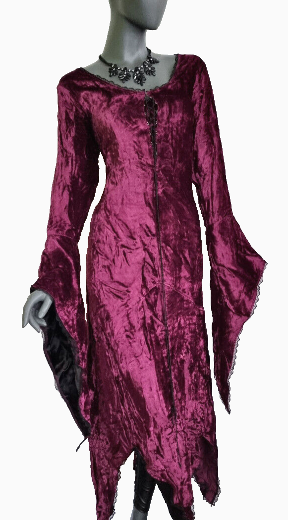 Bäres Zipfel Samtkleid Maxikleid Mittelalter Gothic Witch bordeaux-rot Gr.42 -44