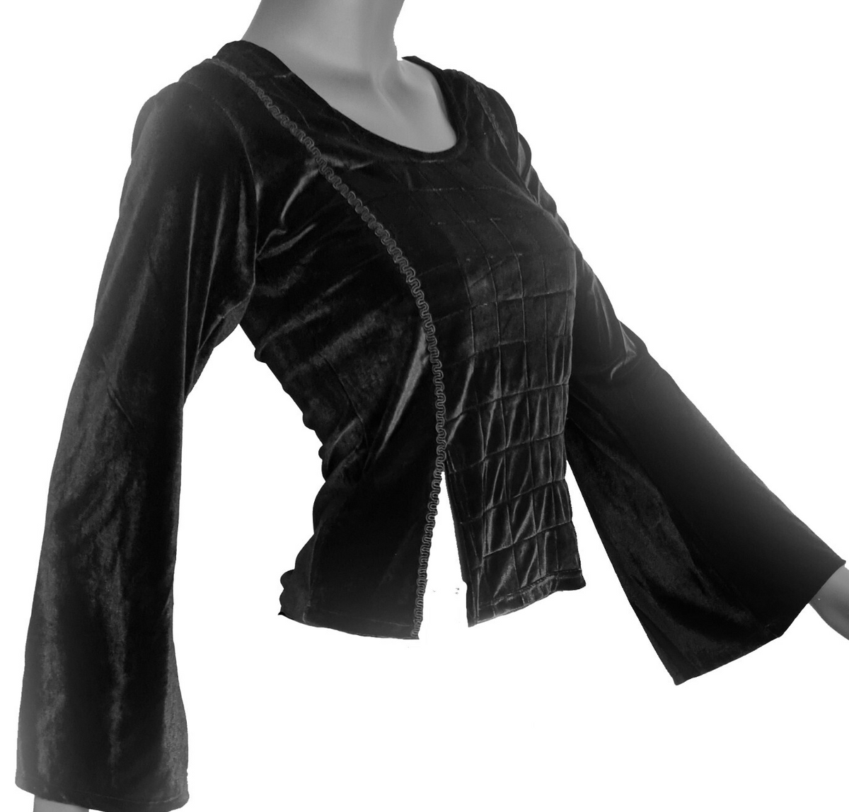 Samtshirt schwarz Longsleeve Gothic Mittelalter Witch Gr. 34/36 kleine 38