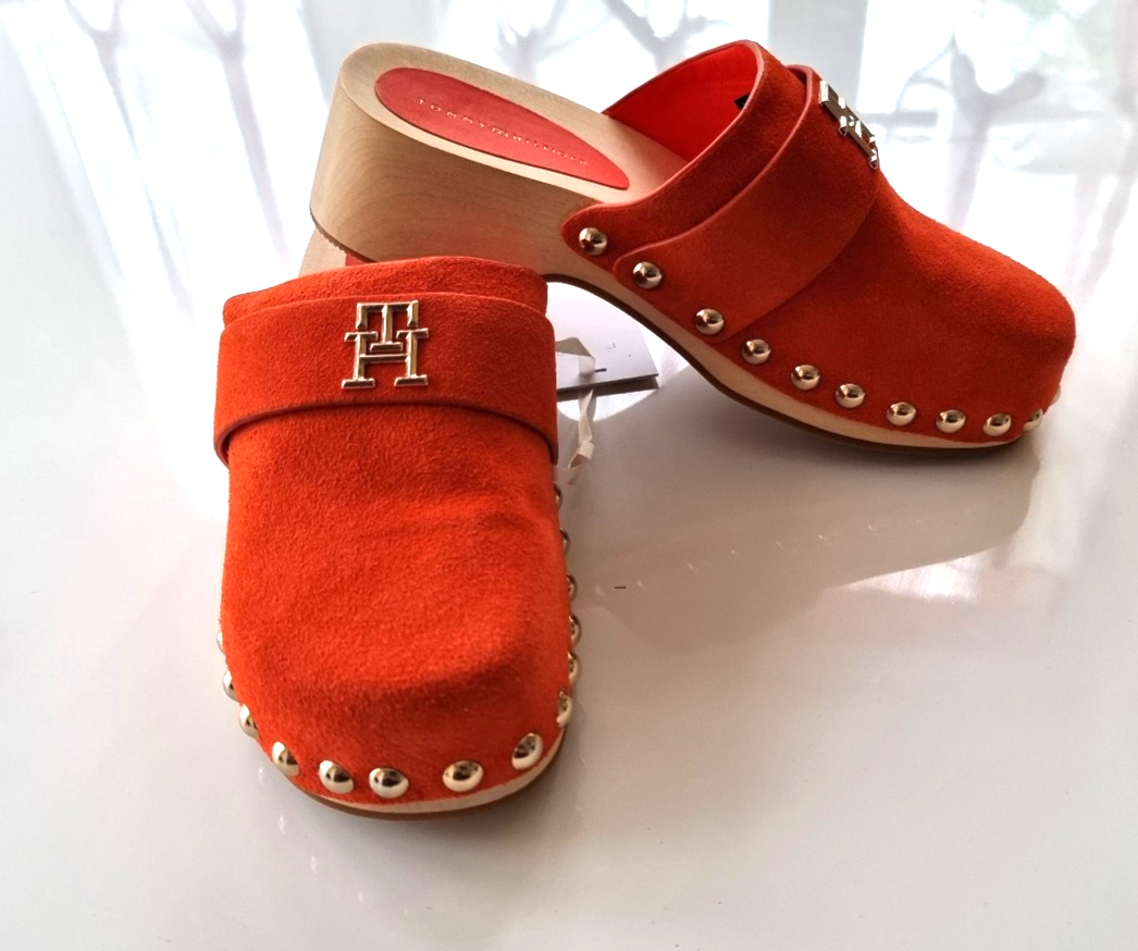 Tommy Hilfiger Wildleder Clogs orange Gr.37