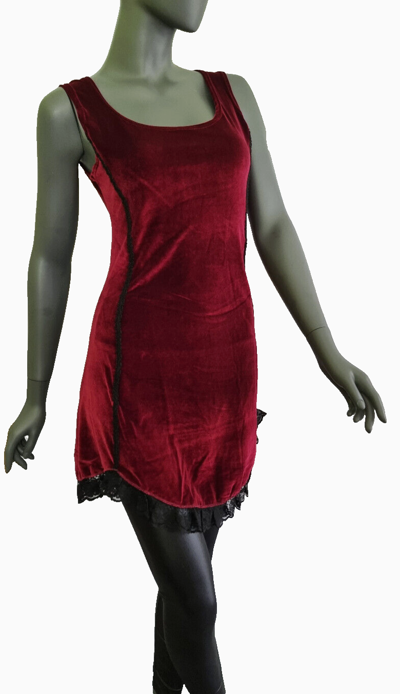 Samtkleid mit Spitze schwarz Gothic Punk Medieval Gr.34/36