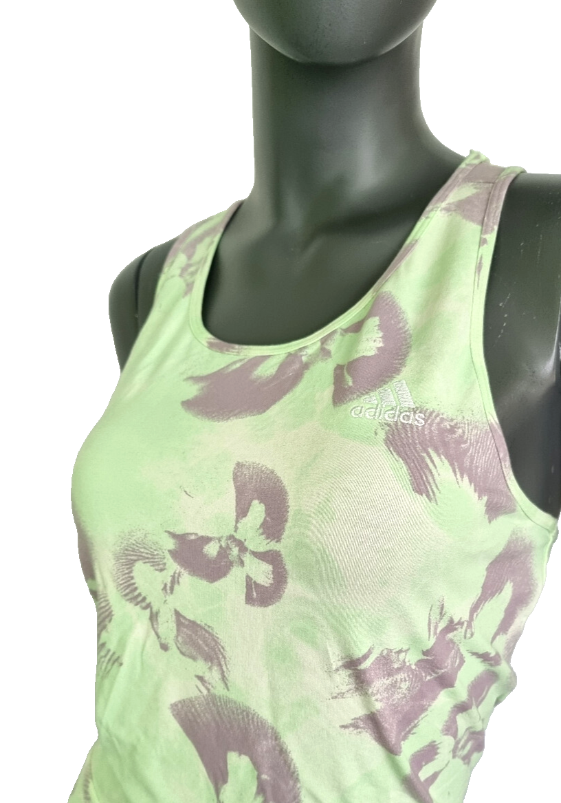 Adidas Damen Floral Graphic Single Jersey Dress grün grau A-Linie Gr.XL/42-44