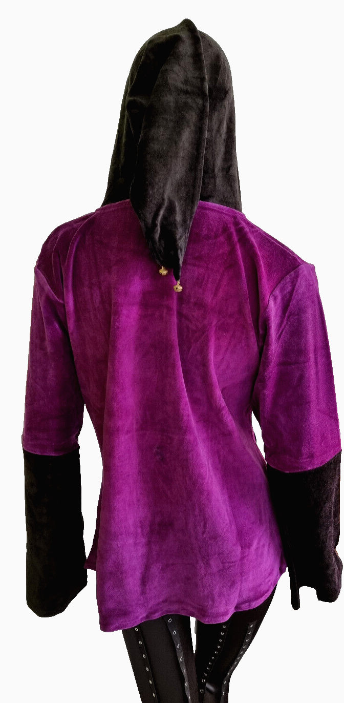 Gugel Nickisamt Sweater Gothic Witch Medieval Larp bordeaux-braun Gr.36-42