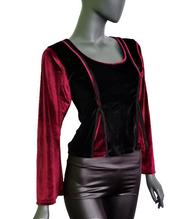 Nicki-Samtshirt Longsleeve Gothic Mittelalter Witch bordeauxrot Gr. 34-38