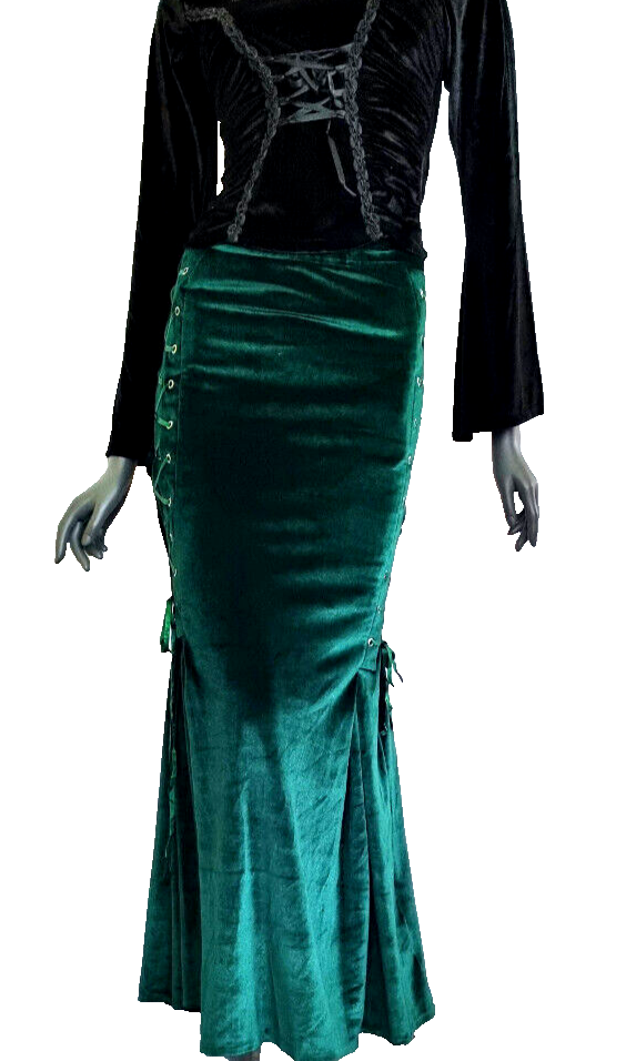 Bäres Maxirock Corsagenrock Samt victorian gothic smaragdgrün Gr.34/36