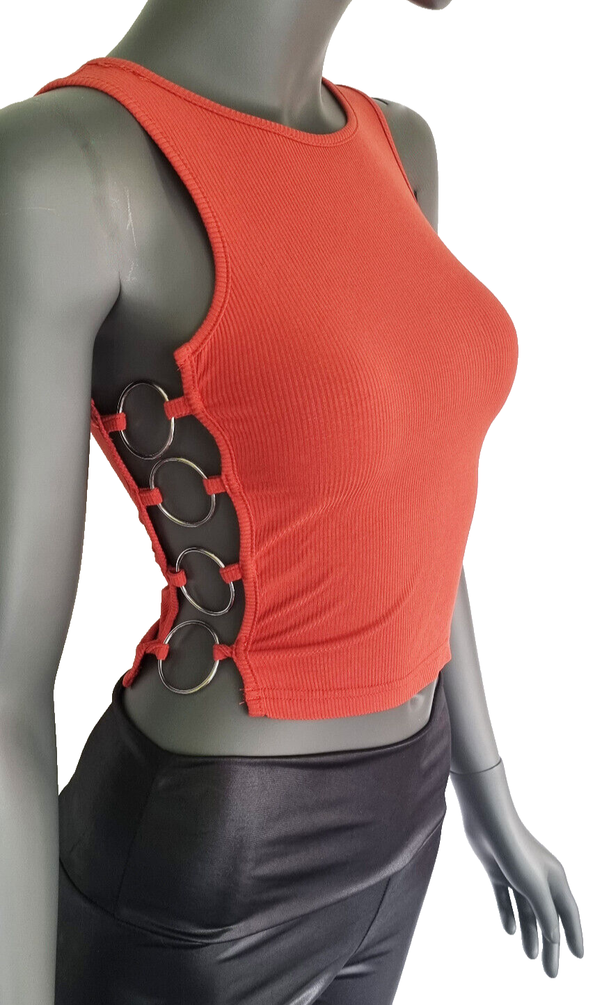 Sexy Top Cropped Ringe rostorange Gr.34
