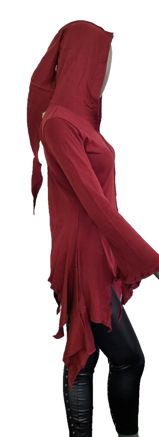 Gugel ZipfelKleid Medieval Gothic Ethno Witch Pixie grün, rot Gr.S/M, L/XL