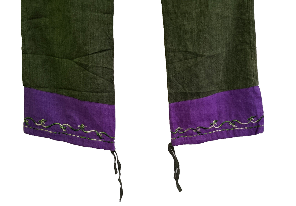 Leinenhose Nepal Boho Hippie Ethno oliv lila Einzelstück Gr.36-38