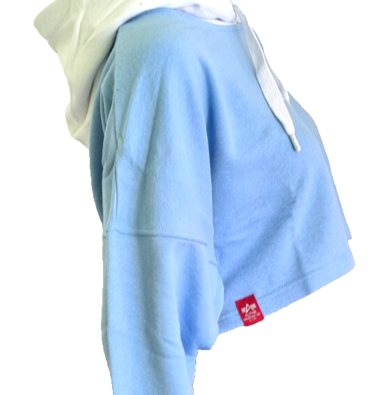 Alpha Industries short Hoodie hellblau weiss oversized fit Gr.S/36/38