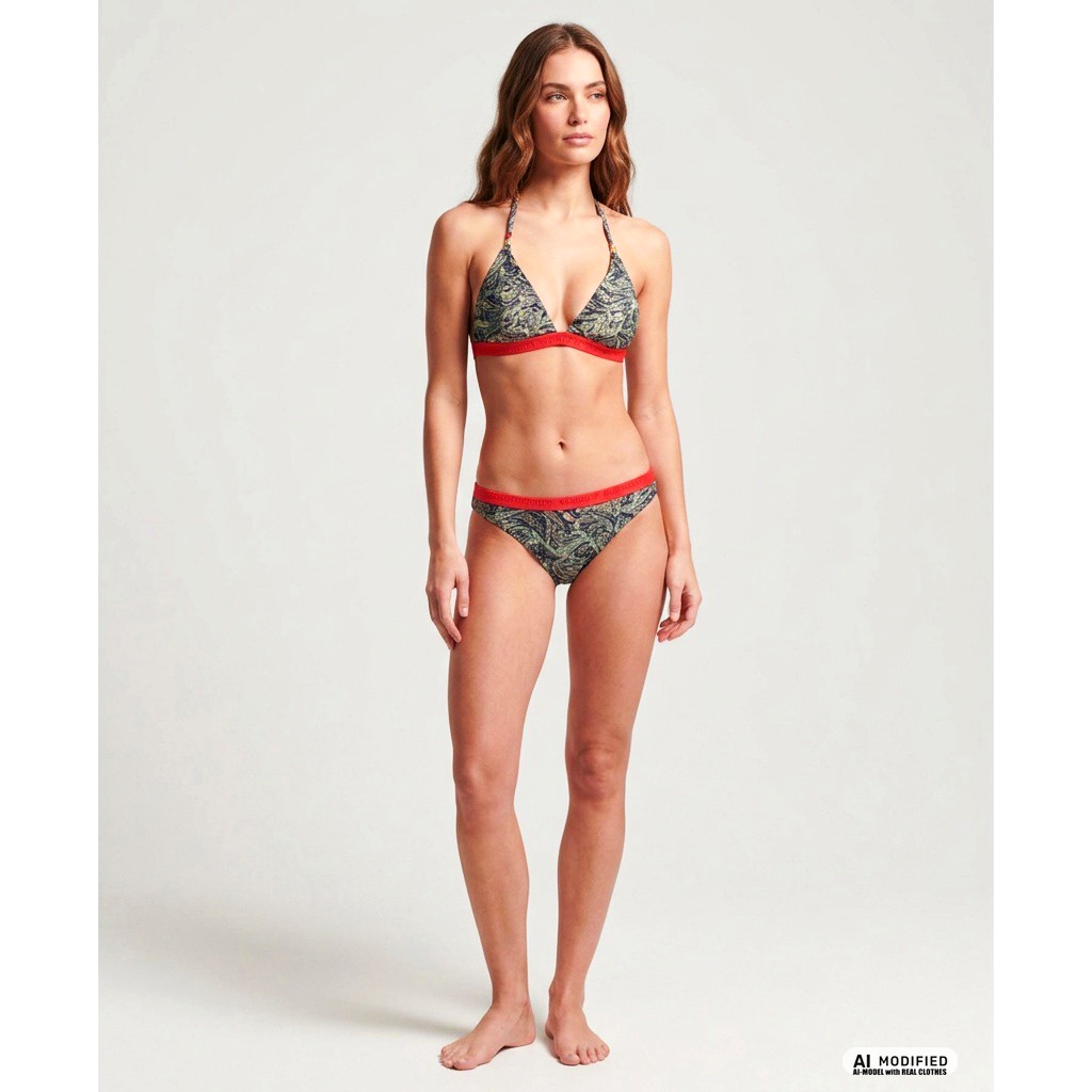 Superdry Bikini Triangel Oberteil grün gold orange floral Gr.L/38-40