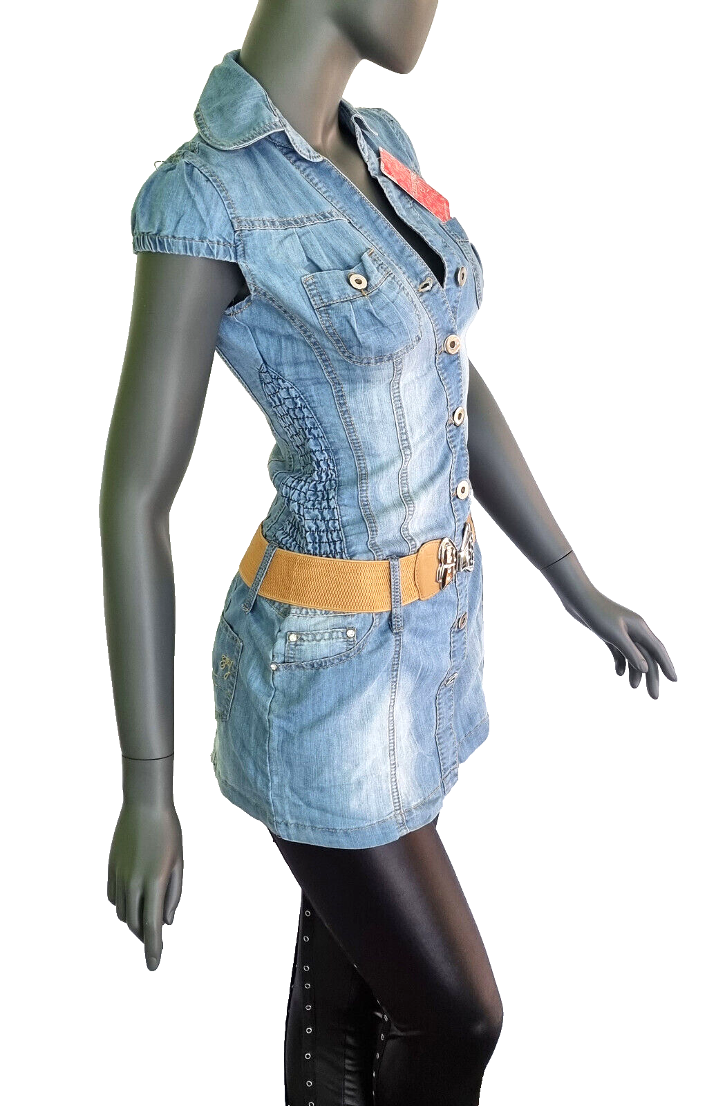Clandjones Jeanskleid Minikleid mit Gürtel Gr.36