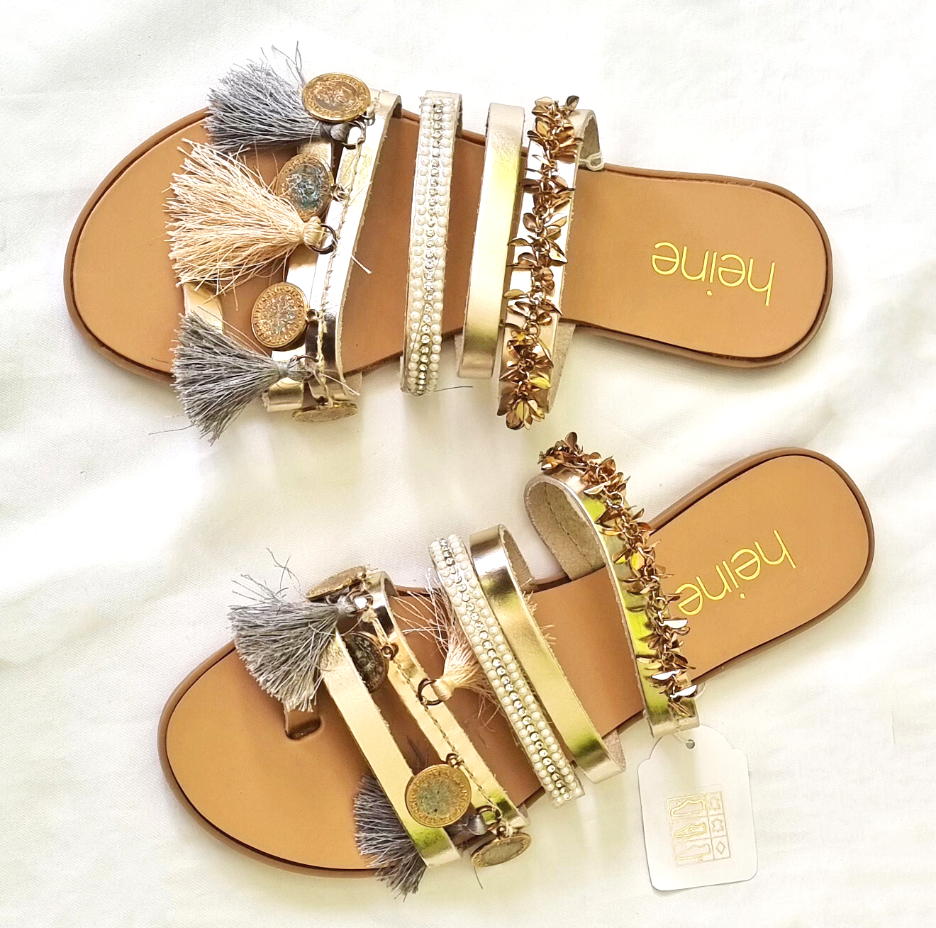 Leder-Sandalette Ethno Boho Look Gr.36