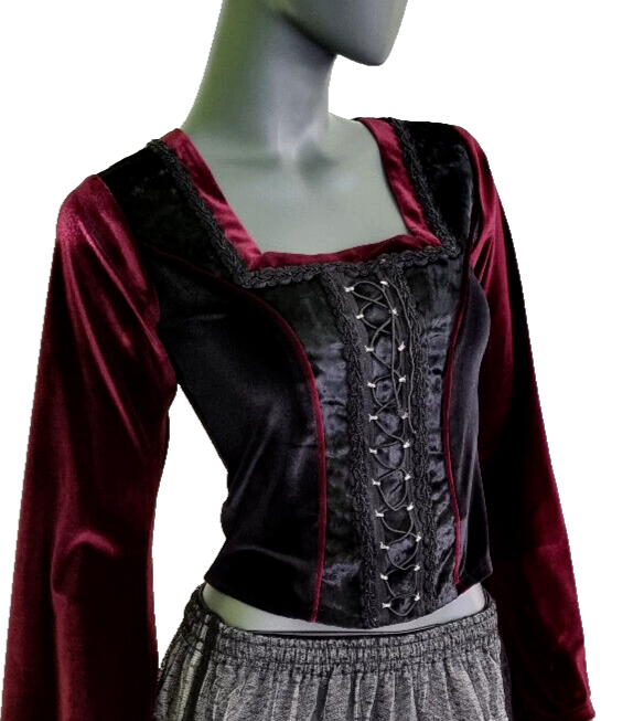 Bäres Samtshirt Miedertop schwarz bordeaux Gr.34/36 kl.38