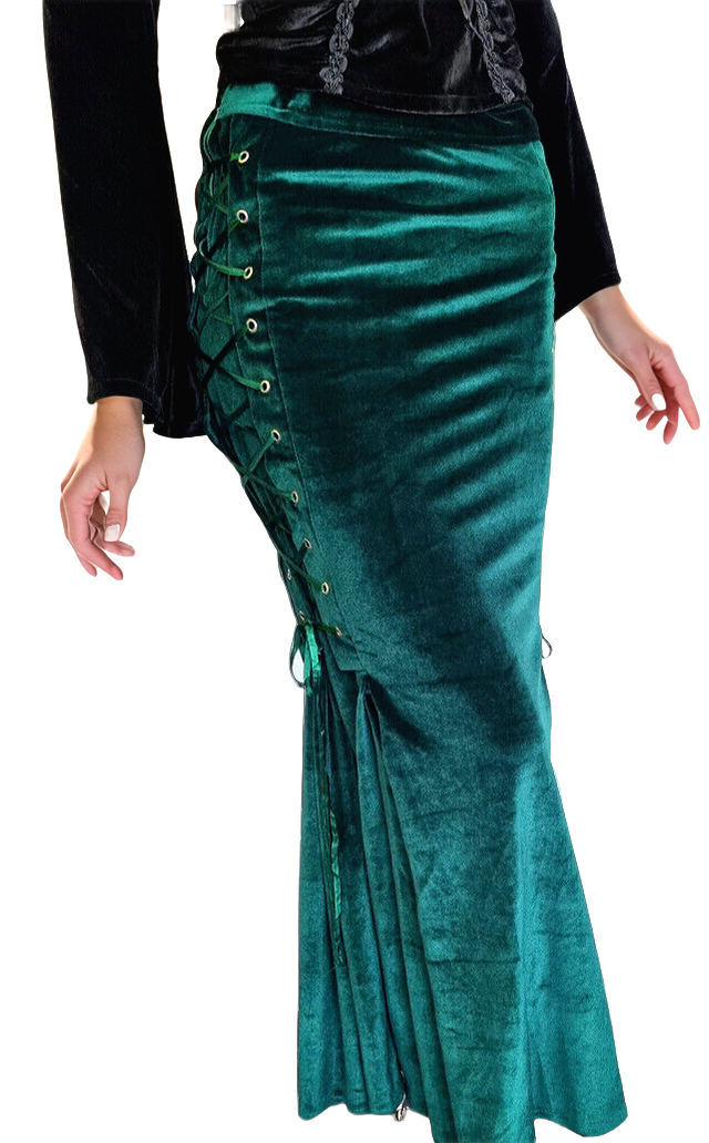 Maxirock Corsagenrock Samt victorian gothic Mermaid grün Gr.34/36