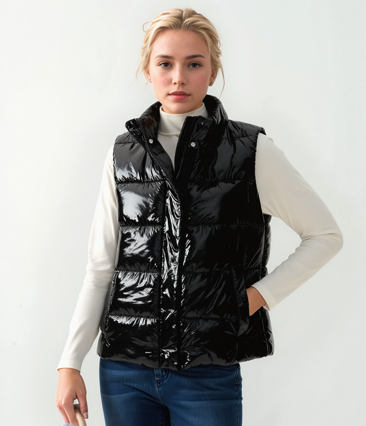 SteppWeste Lack Optik schwarz Gr.34-50