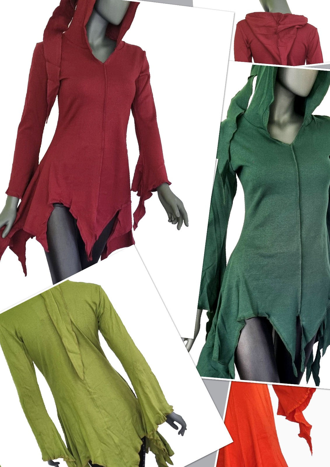 Gugel ZipfelKleid Medieval Gothic Ethno Hippie Witch Pixie Gr.S/M, L/XL