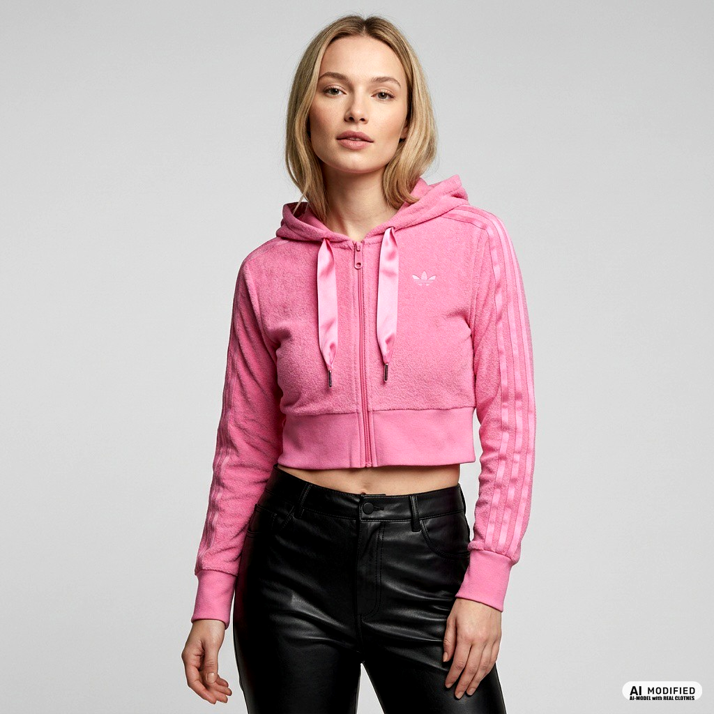 Adidas soft Frottee Sweatjacke kurz pink Gr.XL/38-42
