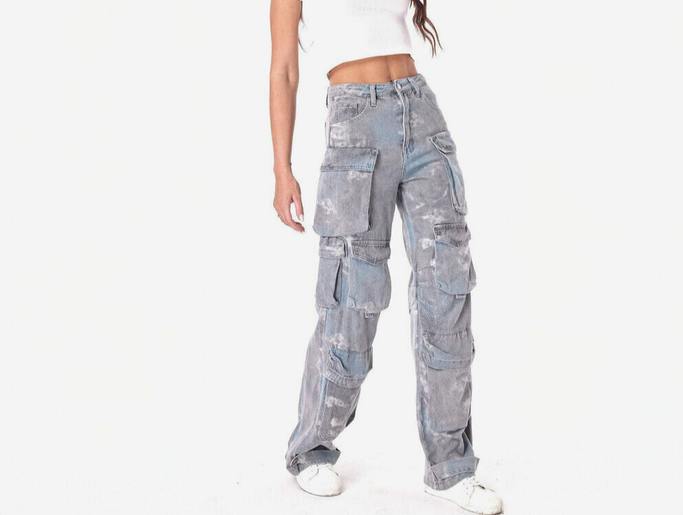 Laulia Damen High Waist Jeans Cargo Pant Gr.XL/38-40