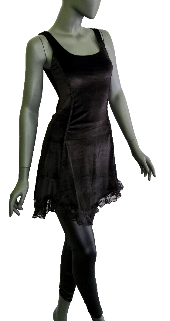 Samtkleid mit Spitze schwarz Gothic Punk Medieval Gr.38/40
