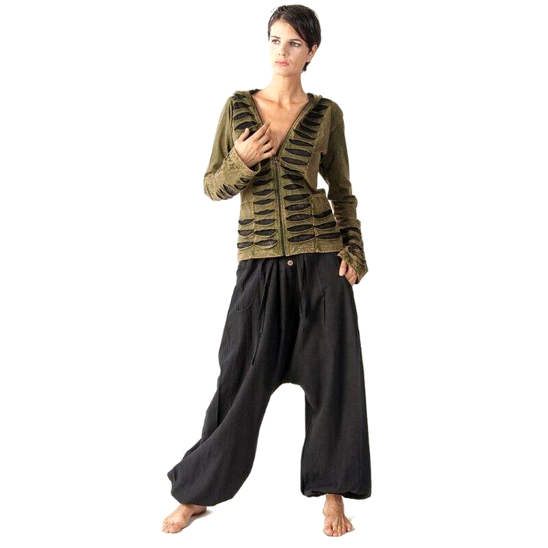 Haremshose Pumphose Aladinhose Pluderhose Yoga Goa Sarouel Baggy grün Gr.34/36