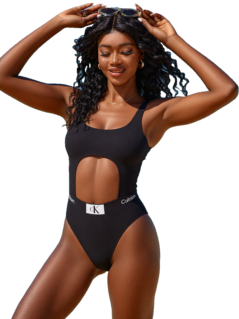 CALVIN KLEIN Badeanzug Cut Out schwarz Gr.XL