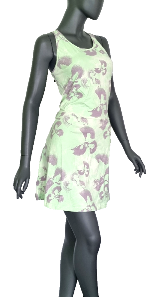 Adidas Damen Floral Graphic Single Jersey Dress grün grau A-Linie Gr.XL/42-44