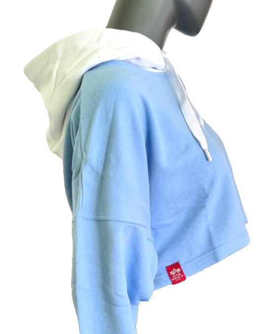 Alpha Industries short Hoodie hellblau weiss oversized fit Gr.S/38/40
