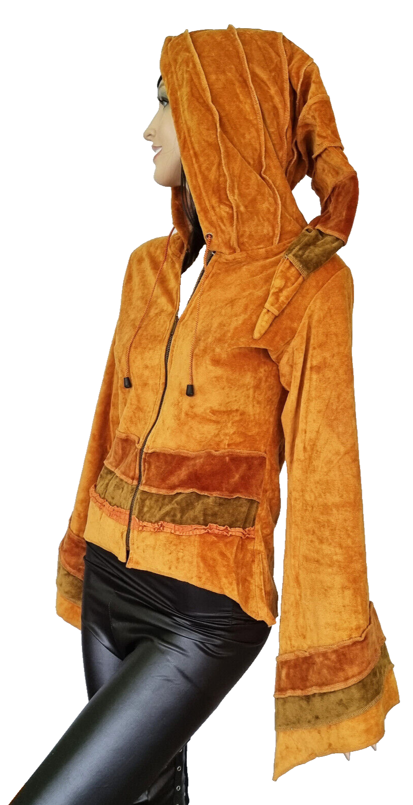 Gugel Zipfeljacke Baumwoll-Samt Goa Ethno Medieval Hippie Boho Gr.36/38