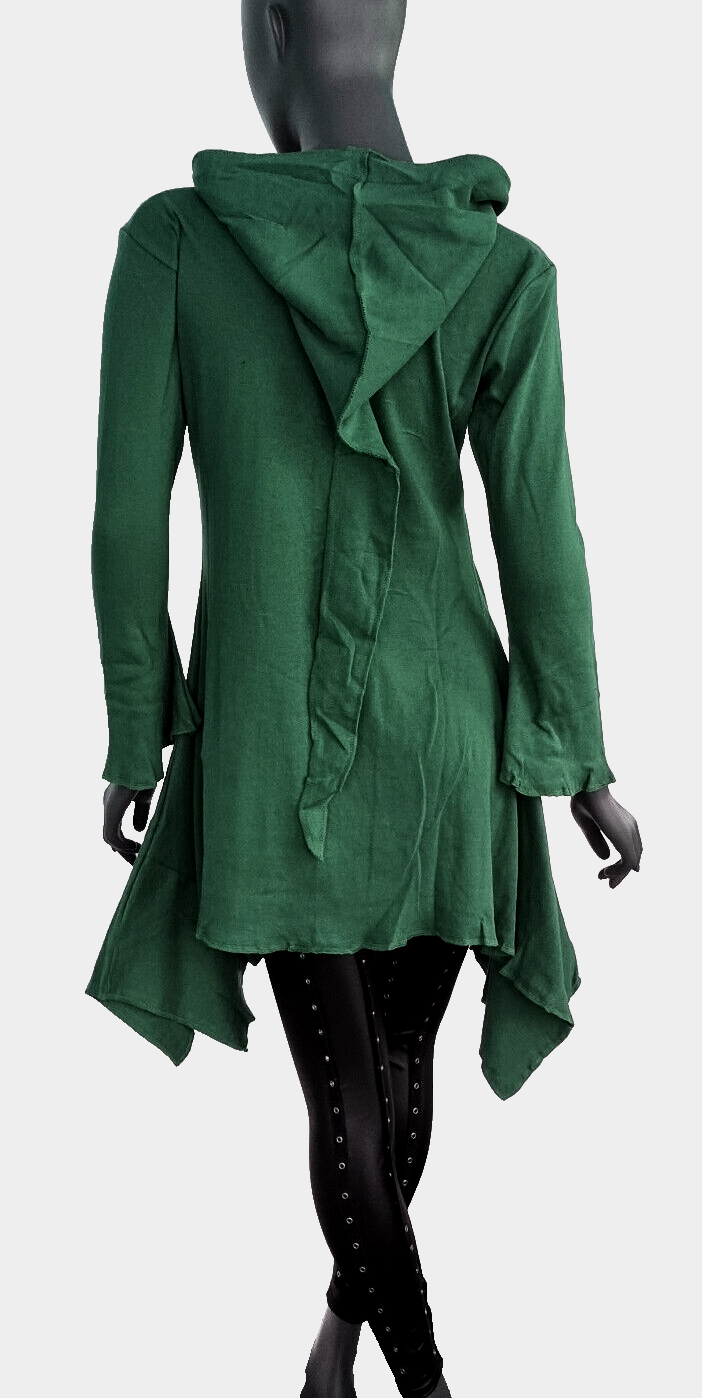 Gugel Zipfeljacke Medieval Gothic Ethno Hippie Witch Pixie tannengrün Gr.L/XL
