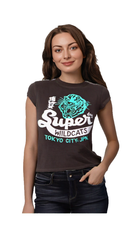 Superdry vintage Wildcats Shirt short Strass Gr.XL/40