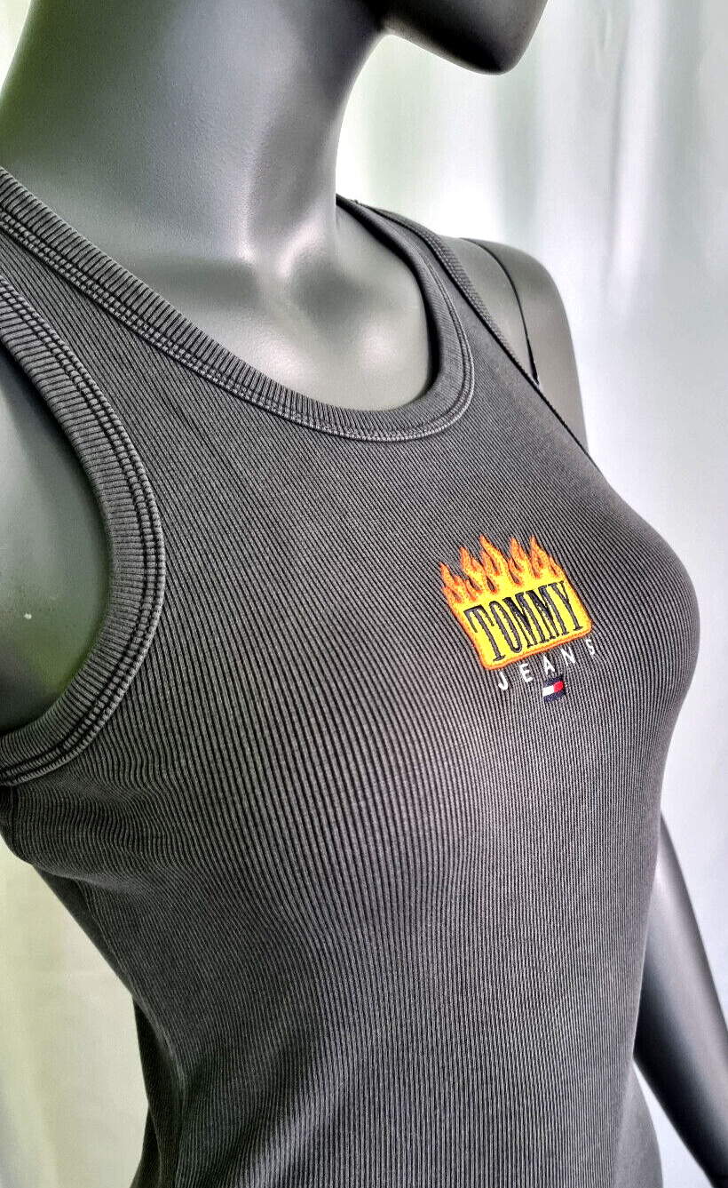 Tommy Jeans Mini Dress Vintage Flame Ripp-Kleid dunkelgrau Gr. S/34-36