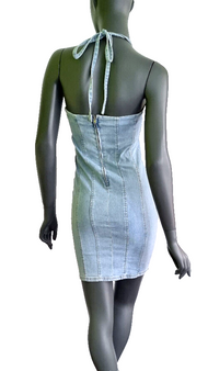 Laulia Paris Jeanskleid Neckholder mit Blüte Gr.XS-XL