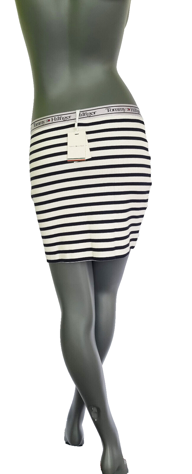 Tommy Hilfiger Ripp blau wei Minirock marine Stripes low & high Skirt 164/36