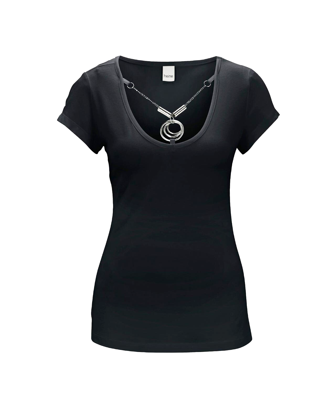 Sexy Stretch-Shirt mit Kette schwarz silber Gr.34-40