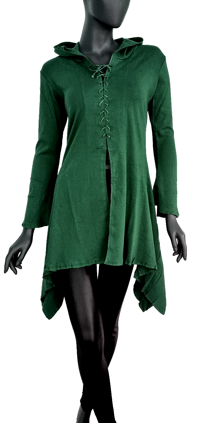 Gugel Zipfeljacke Medieval Gothic Ethno Hippie Witch Pixie tannengrün Gr.L/XL