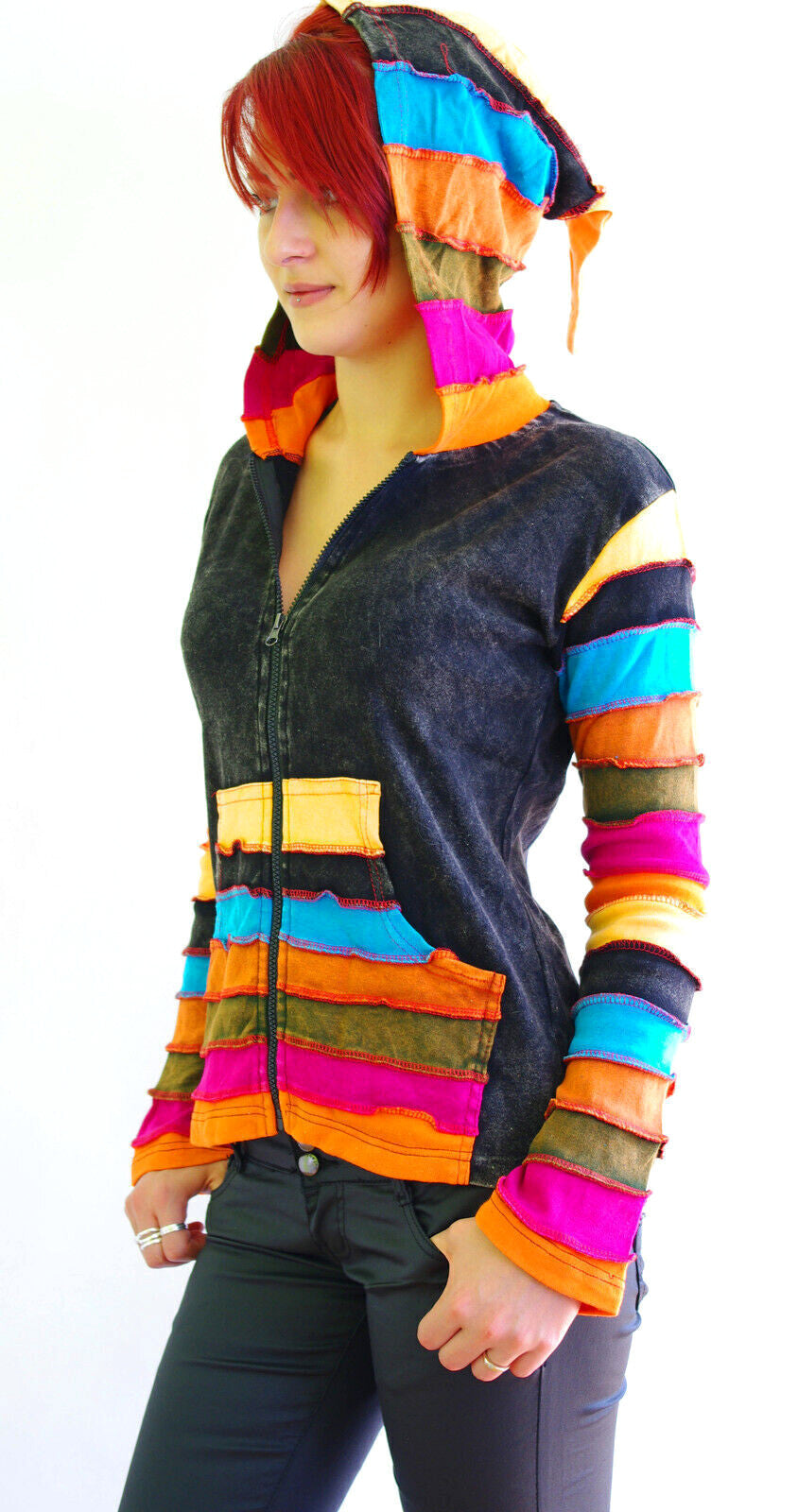 Gugel Patchwork Jacke Nepal Goa Ethno Gr.36-42