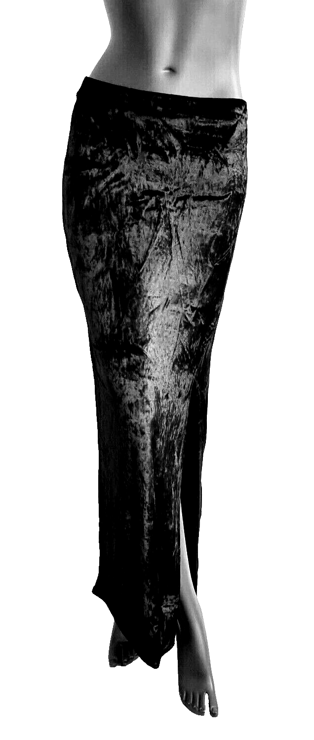 Maxirock Samtrock Schlitz schwarz Gr.34/36 kl.38