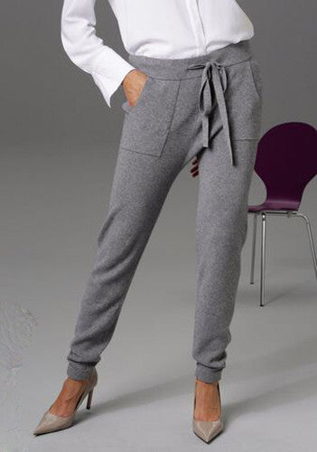 Aniston Feinstrick Hose Damen Schnürung grau Schlupfhose Jogger Kombitalent 42