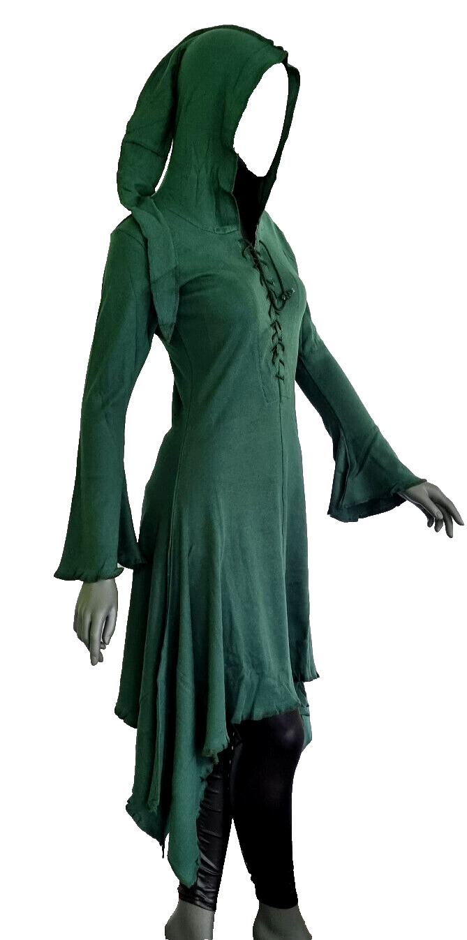 Gugel ZipfelKleid Medieval Gothic Ethno Hippie Witch Pixie Gr.S/M, L/XL
