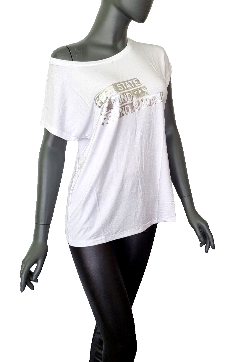 Bruno Banani Longshirt relaxed silver print schneeweiss Gr.38