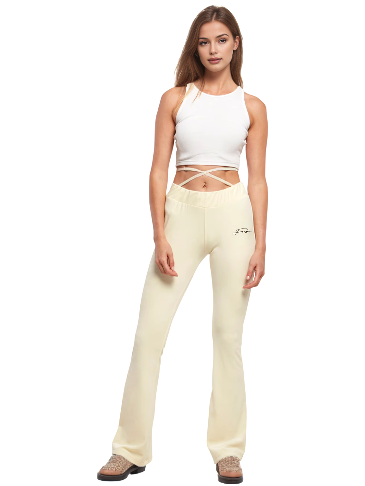 Fubu Signature Nickihose Flared Bindeband Gr creme vanille S-XL