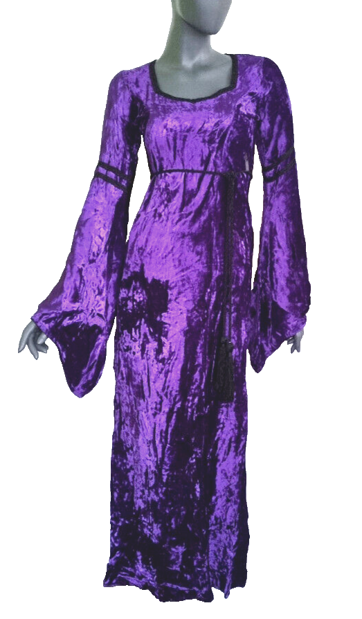 Samtkleid Maxikleid Mittelalter Gothic Witch blaugrau Gr. 36-38