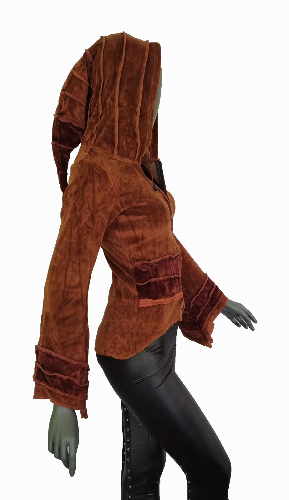 Gugel Zipfeljacke Samt Vintage Look Goa Ethno Gothic Medieval Hippie Gr.34/36