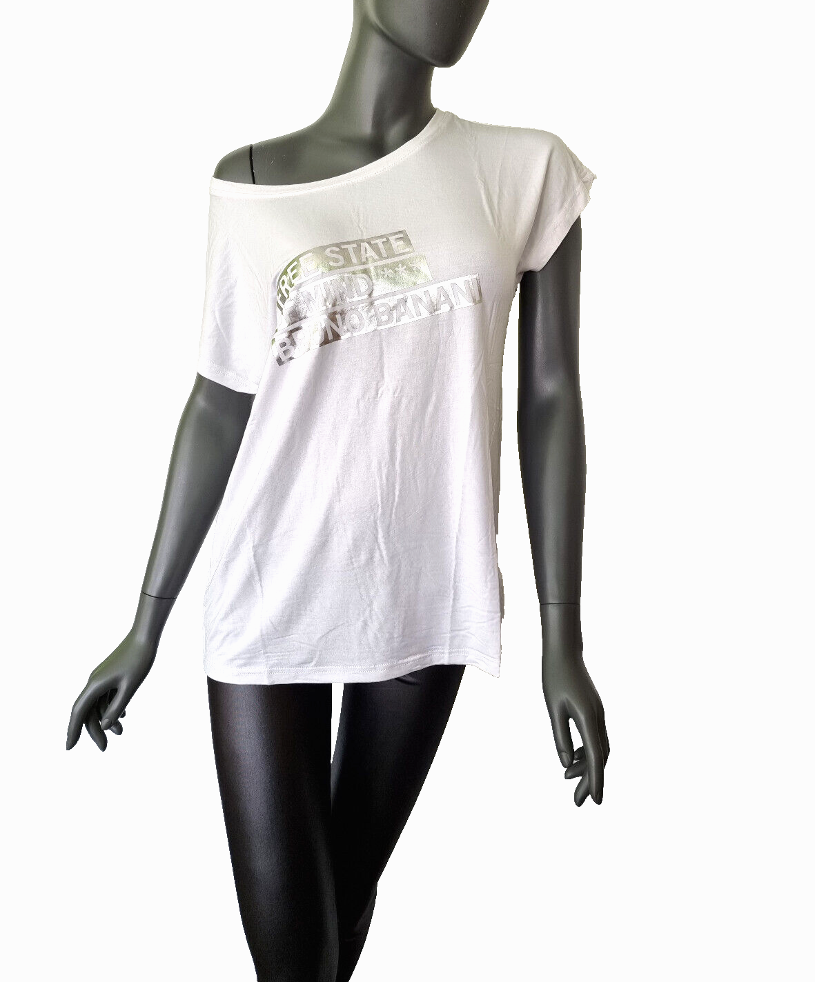 Bruno Banani Longshirt relaxed silver print schneeweiss Gr.38