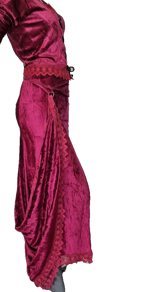 2 Teiler Rock + Bluse Gothic Barock Victorian bordeauxfarben Gr.36/38 kl.40