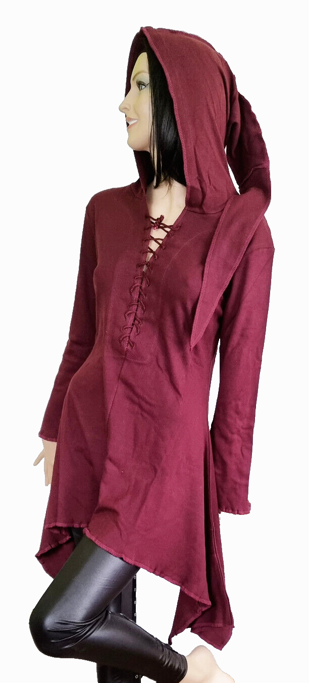 Gugel Zipfelkleid Shirtjacke Goa Ethno Medieval Hippie Gr.36-40